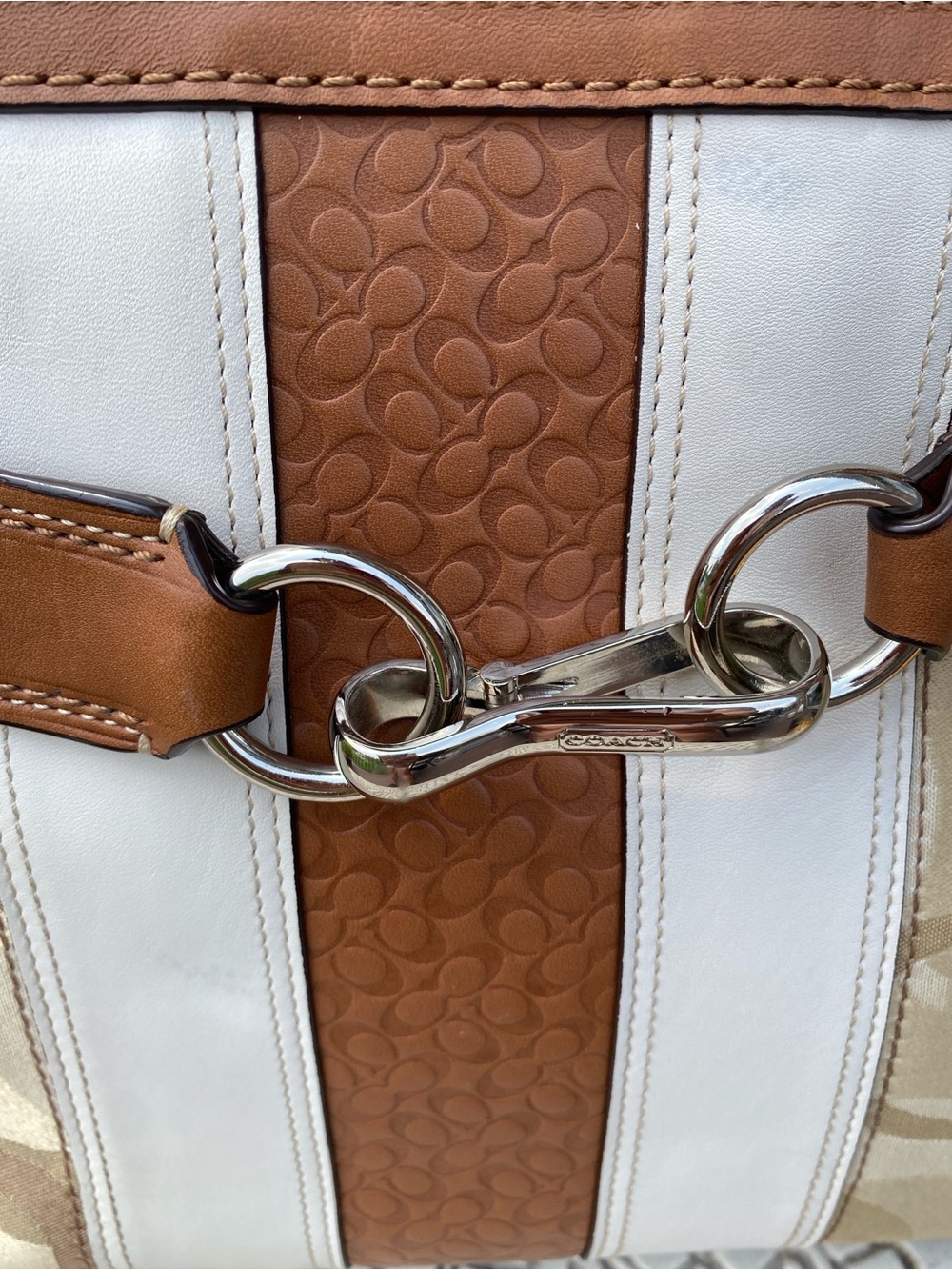Coach Hampton Optic Signature Stripe Carryall Bag Equestrian Style - Picture 6 of 15